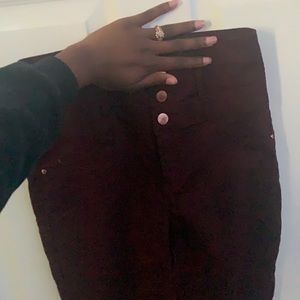 Burgundy jeggings high waisted